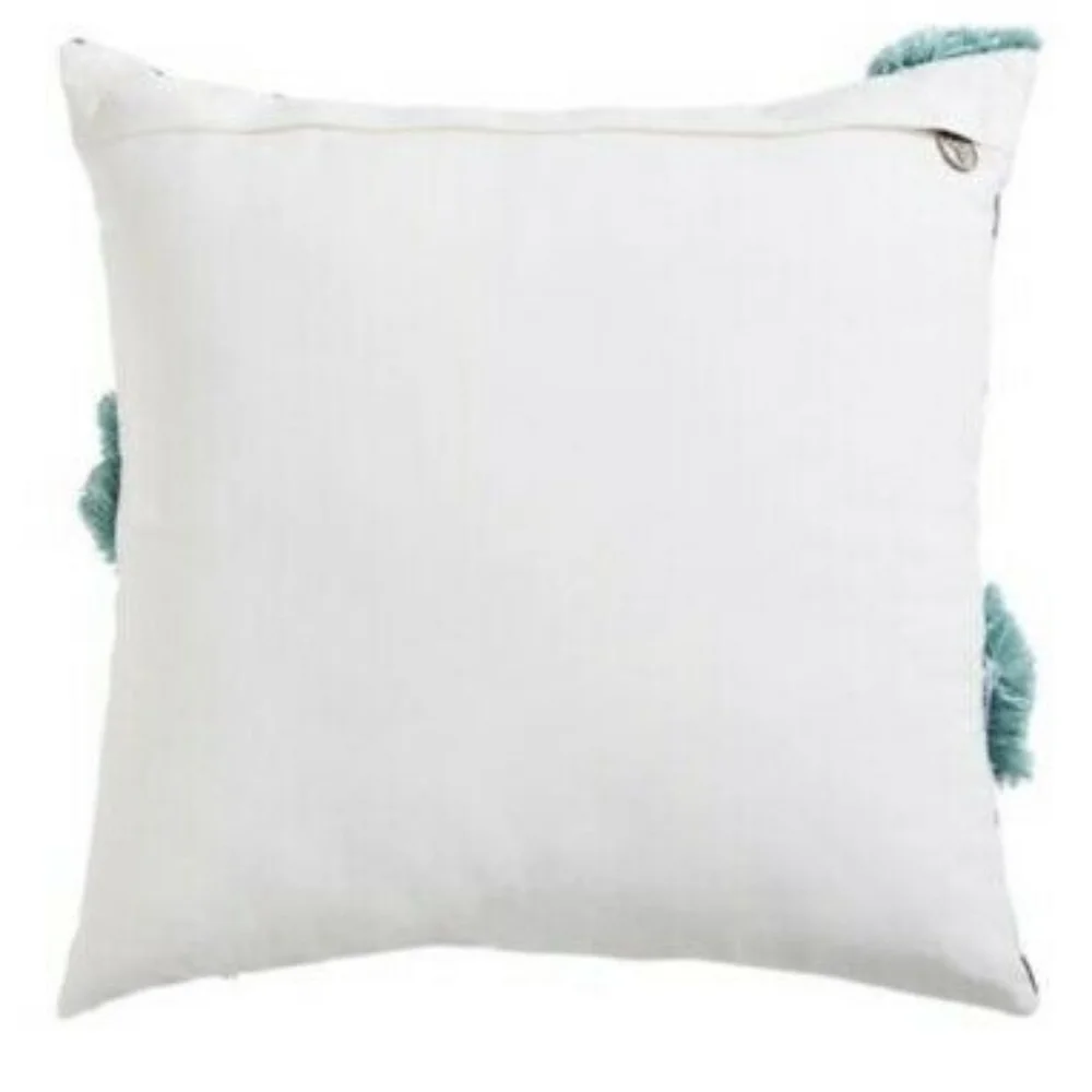 Pier 1 Imports Modern Geometric Teal, Brown Pillows w/Fringe Set of 2 Bundle NWT